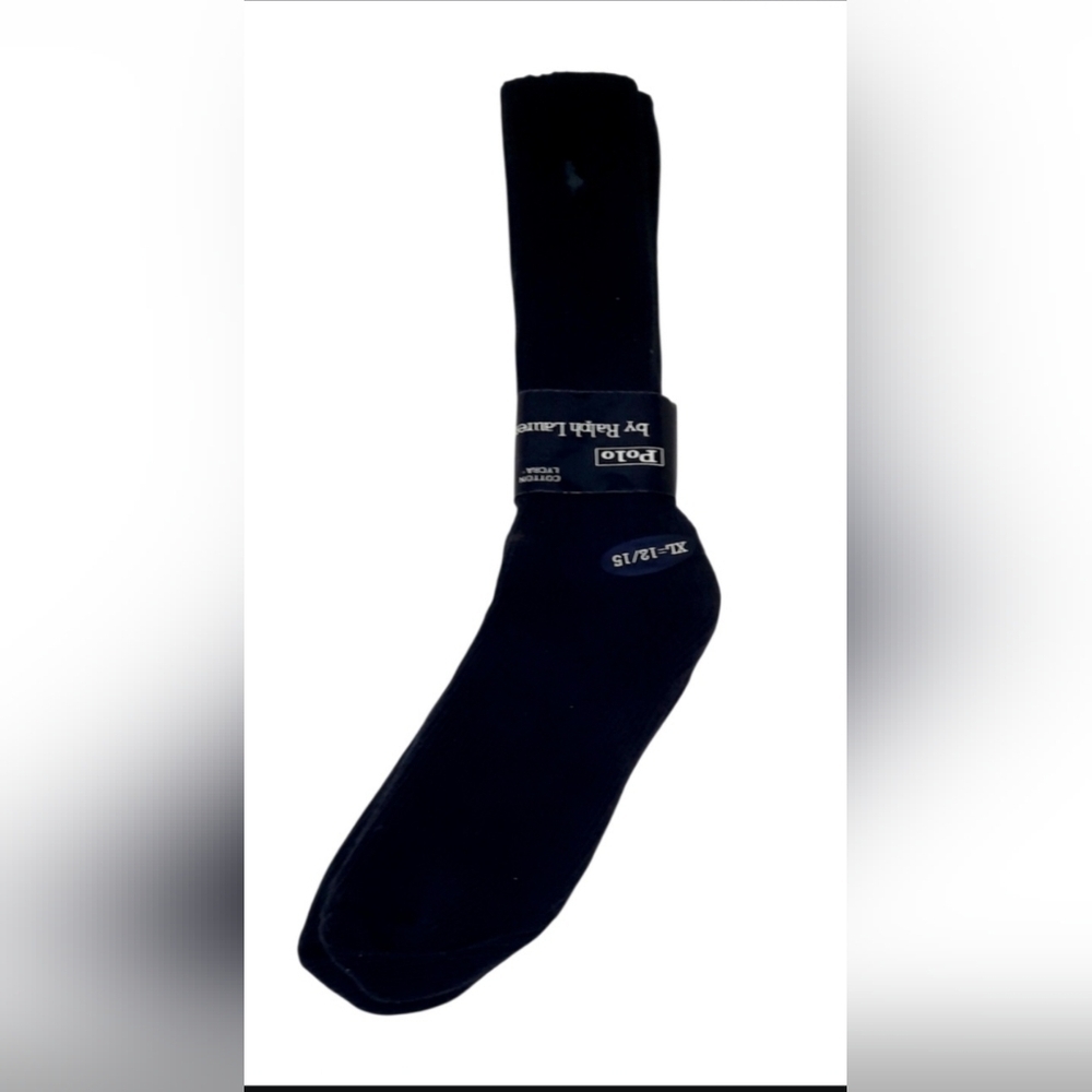 Mens Polo Ralph Lauren Ribbed Crew Socks. Black Size XL